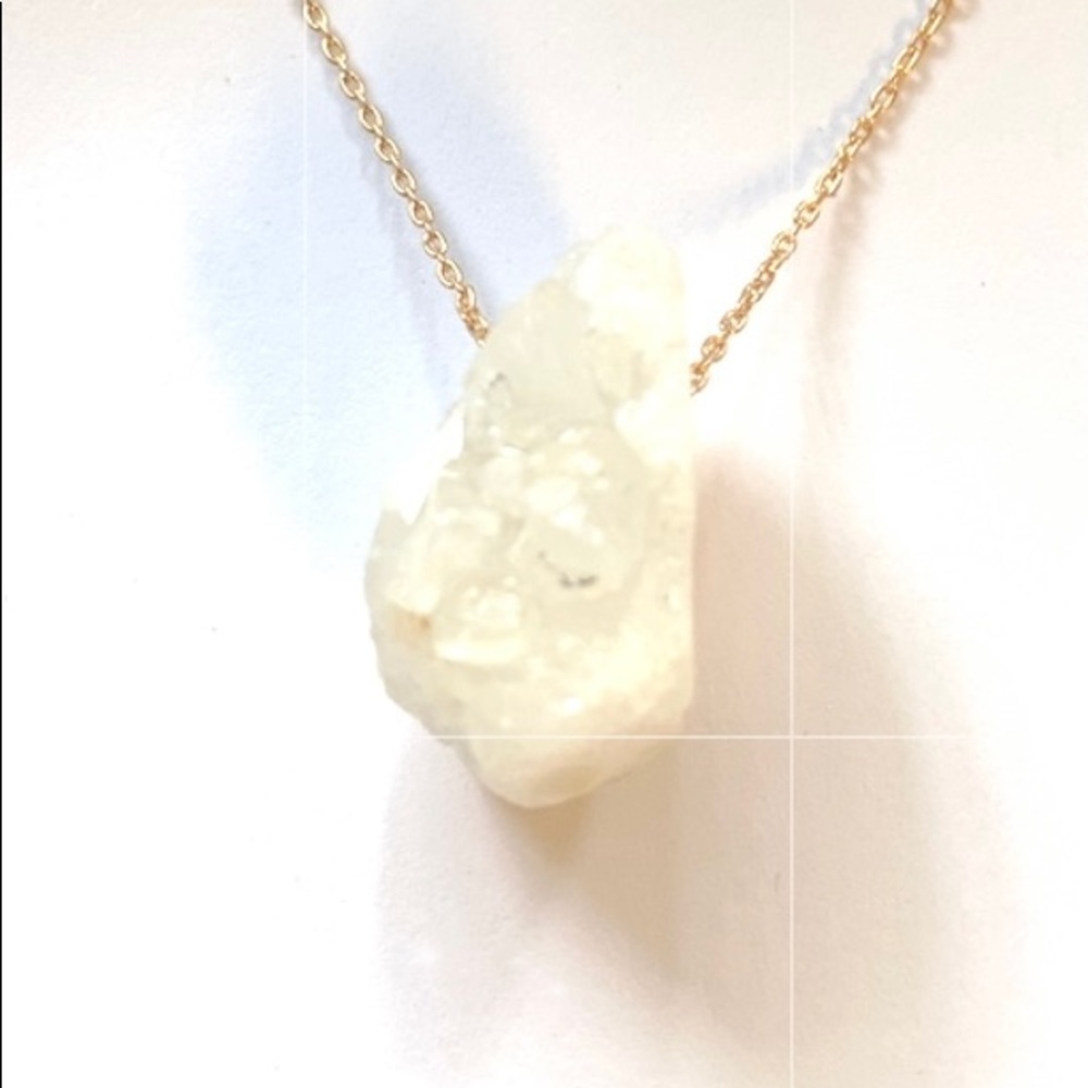 White, Clear & Champagne Druzy Gold Necklace